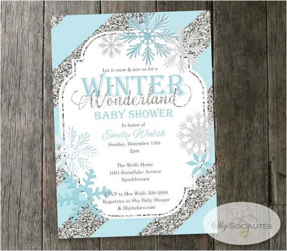 winter wonderland baby shower invitation