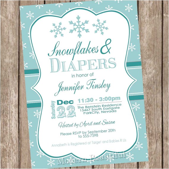 snowflake baby shower invitation winter