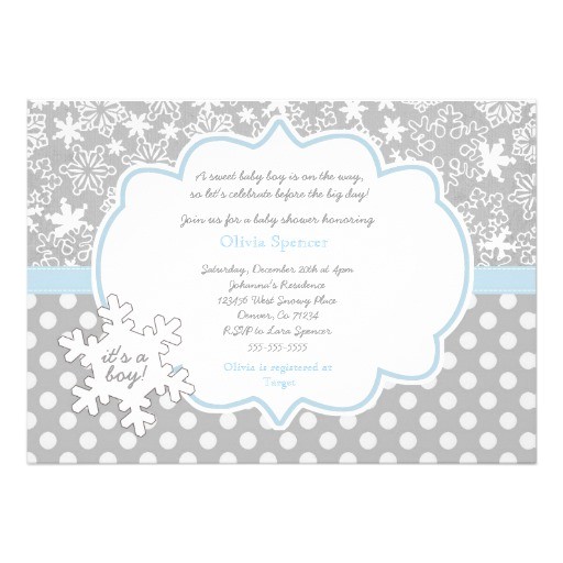 snowflake winter wonderland baby shower invitation