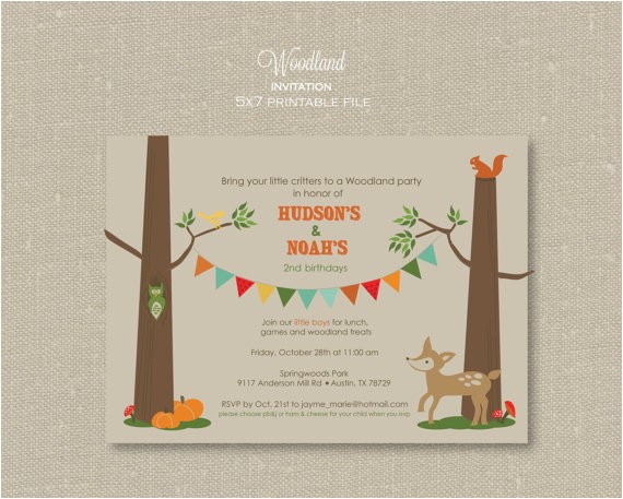 woodland party invitations