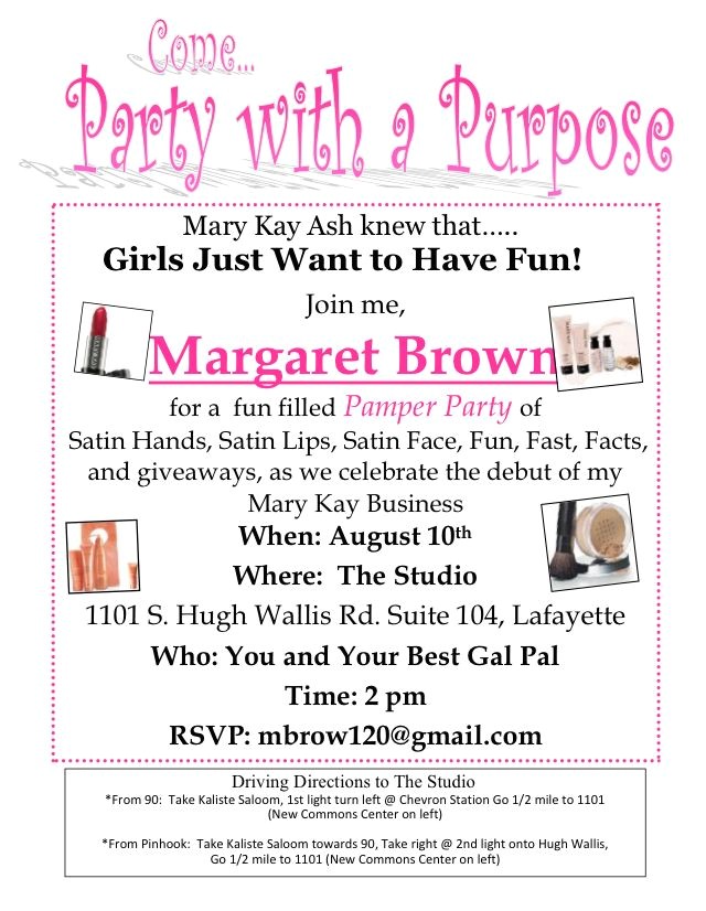 invitation wording for mary kay party