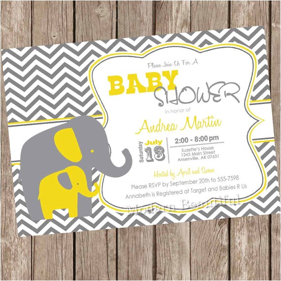 yellow and gray elephant baby shower