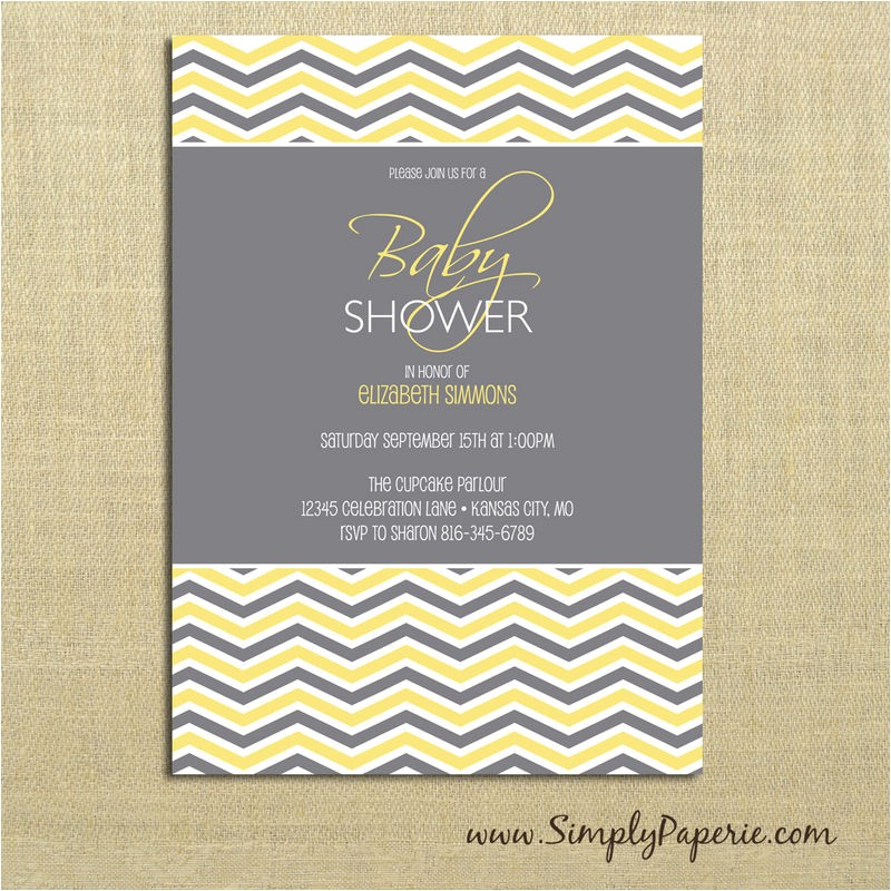 yellow and gray baby shower invitations