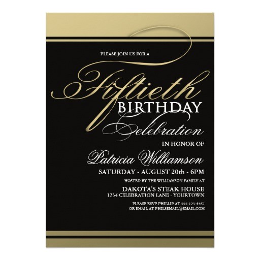 gold formal 50th birthday invitations