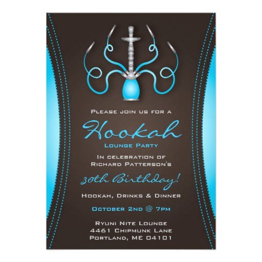 blue hookah party invitation