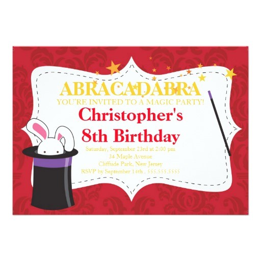 cute magic birthday party invitations