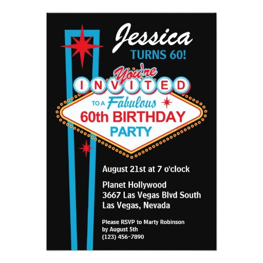 las vegas 60th birthday party invitation