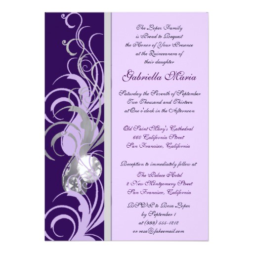 purple and silvery custom quinceanera invitations 161507141404716409