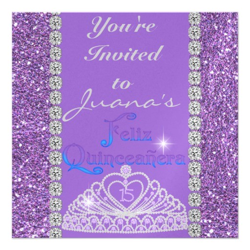 quinceanera invitations purple bling 161986979554387179