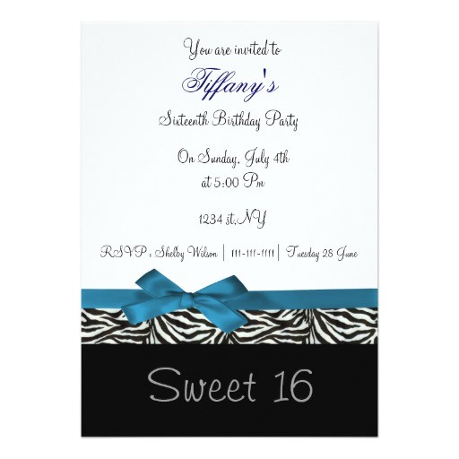 blue chic sweet sixteen party invitation