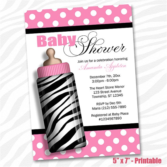 printable zebra baby shower invitations