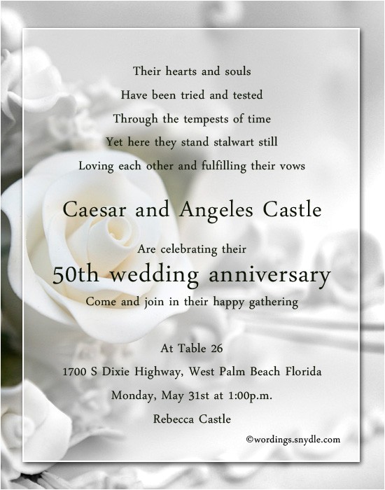 50th wedding anniversary party invitation wording