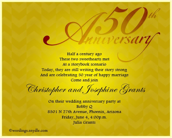 50th wedding anniversary party invitation wording