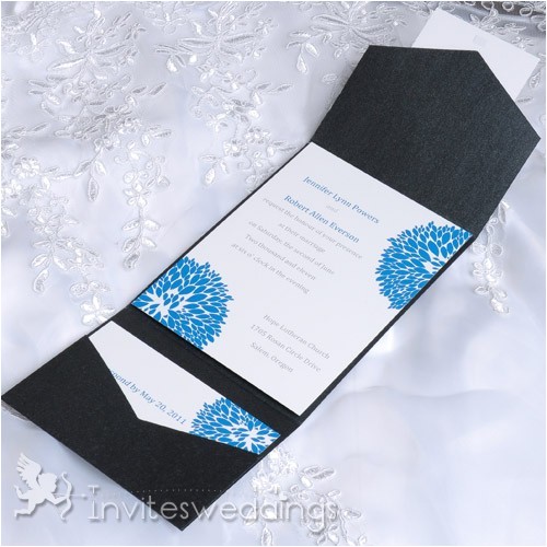 affordable blue dandelion pocket wedding invitations iwps083 p 450