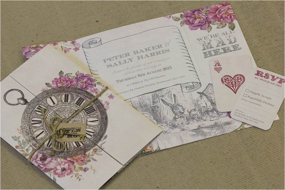 alice in wonderland wedding invitations