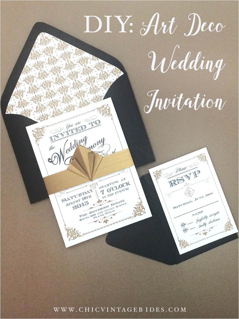 art deco wedding invitation diy