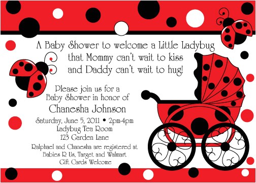 Baby Shower Invitations Ladybug theme Ladybug Buggy Baby Shower Invitations Birthday Party Ideas