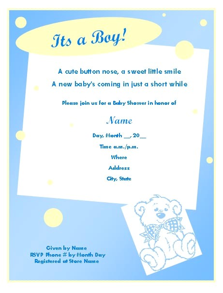 baby shower invitation template for boy