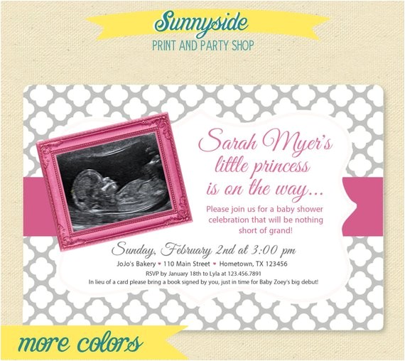 ultrasound photo baby shower invitation pink