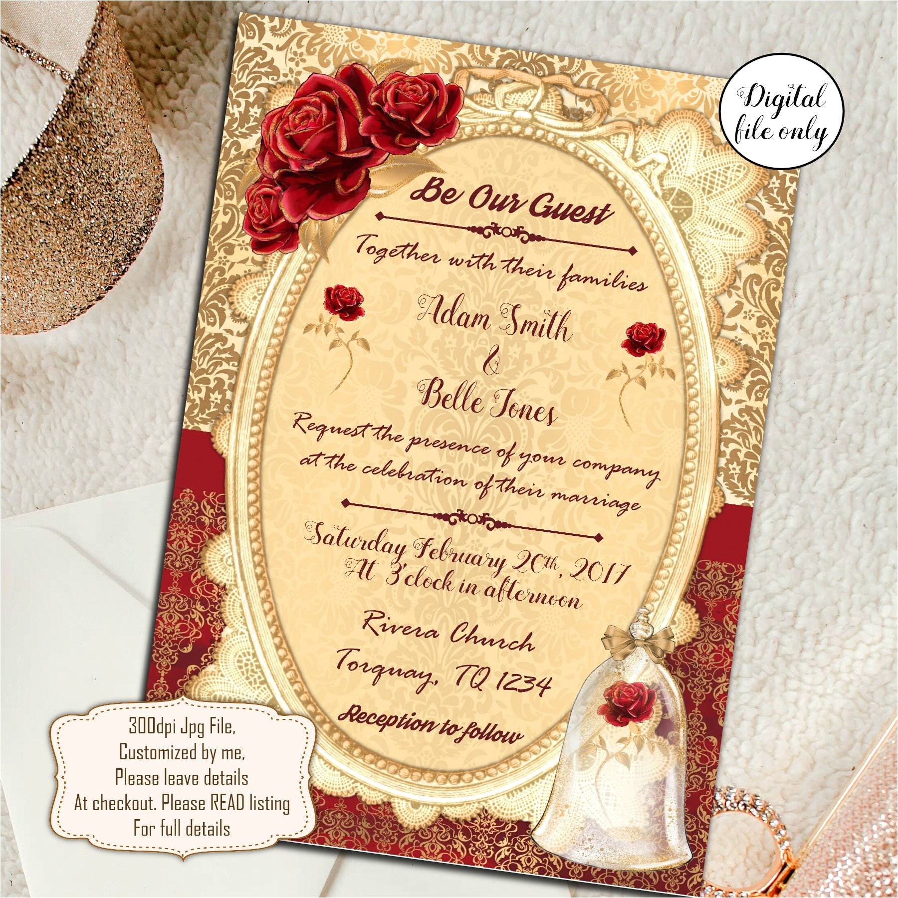 beauty and the beast wedding invitations