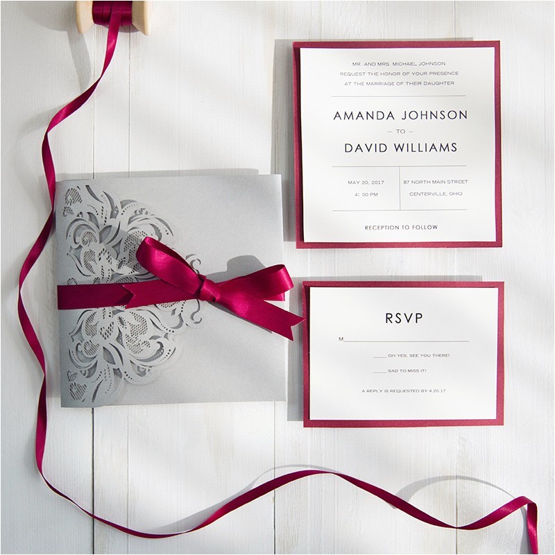 burgundy wedding ideas pocket wedding invitations laser cut wedding invitations
