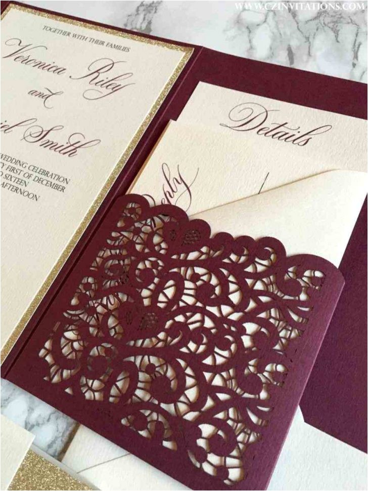 burgundy and ivory wedding invitations laser cut pocket invitation u cz rhczcom beautiful glitter marble with jpg