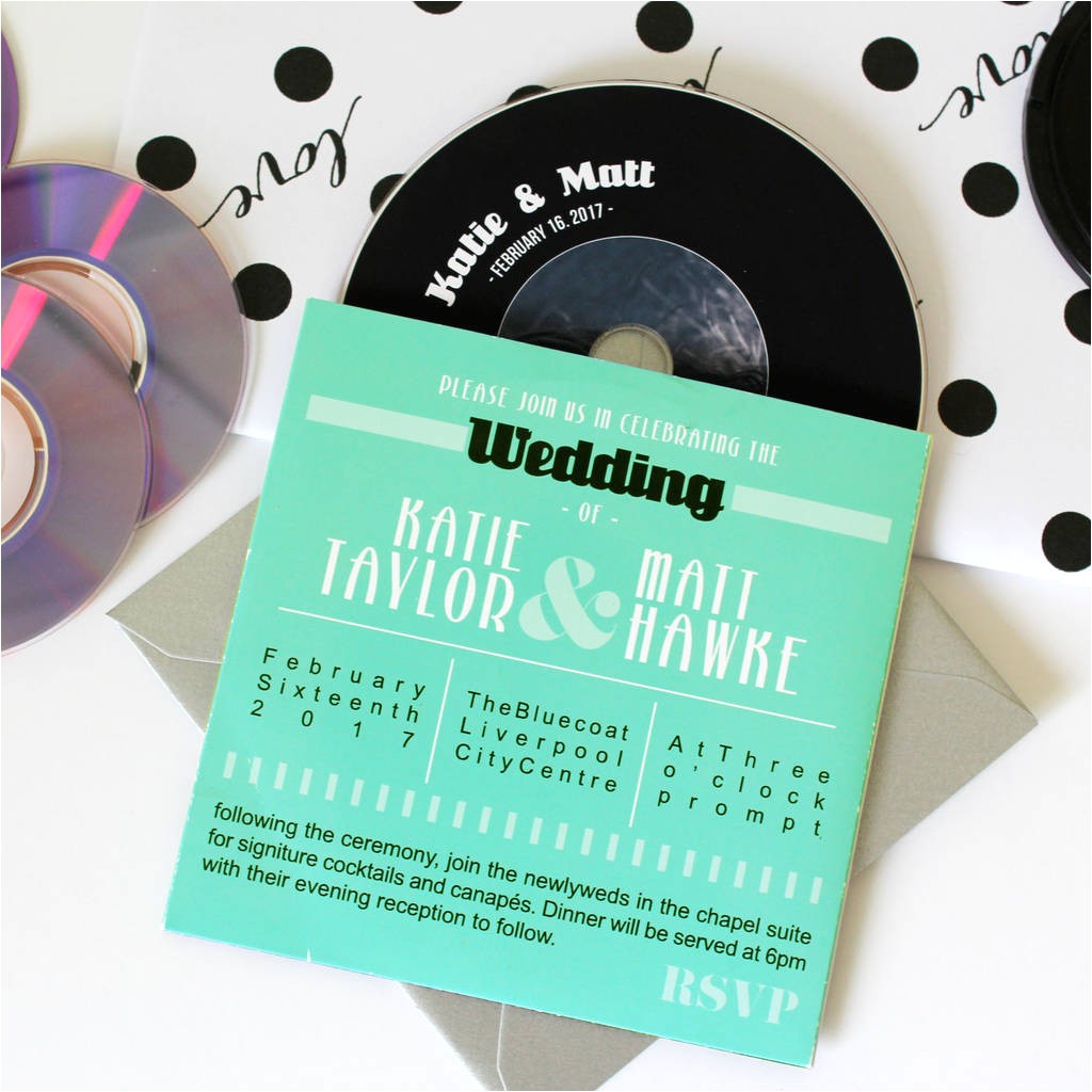 retro cd sleeve wedding invitations