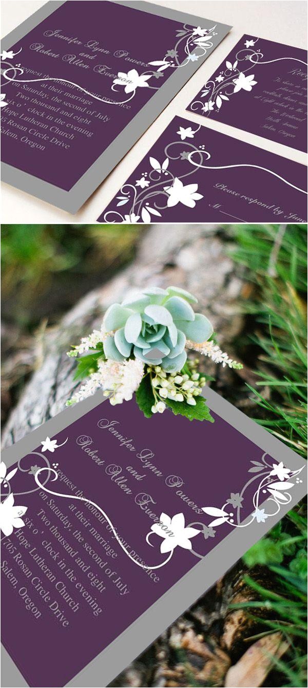 cheap rustic floral plum wedding invitations ewi001