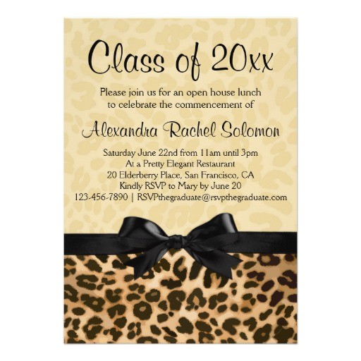 leopard print with bow graduation party invitation 161001206408448694