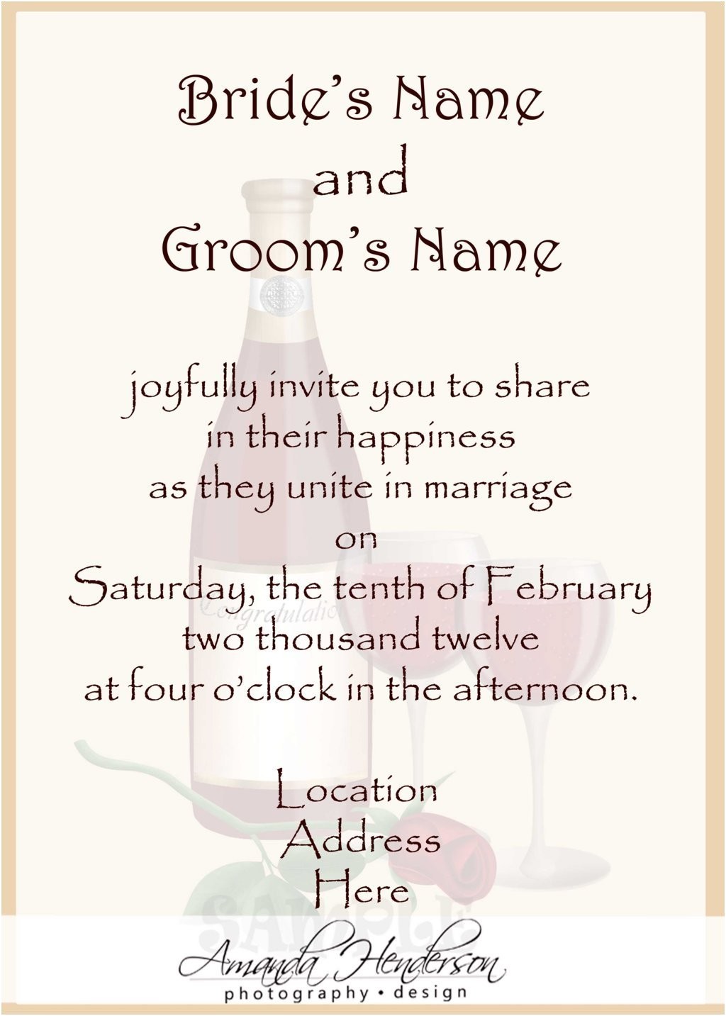 wedding invitation wording hosted bride groom