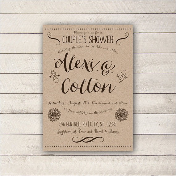 couples shower invitation rustic couples shower invitation couples bridal shower couples baby shower personalized printable