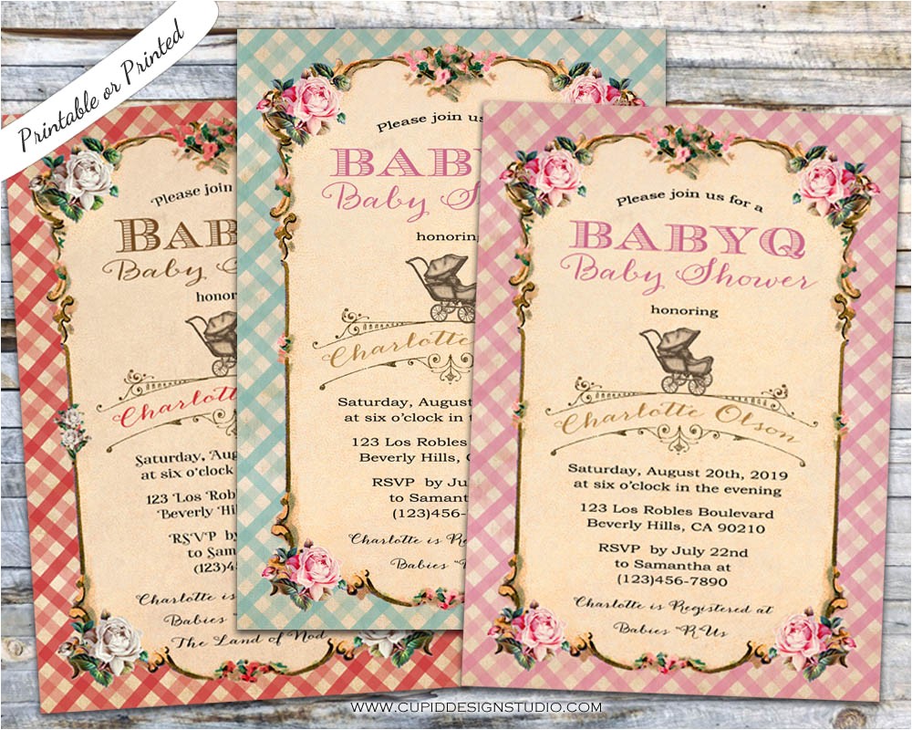 bbq baby shower invitations personalized printable or printed 5x7