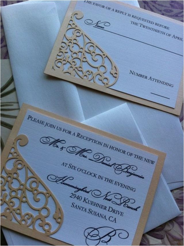 lasercut wedding invitation sleeve pocket elegant swirl pattern die cut pocket
