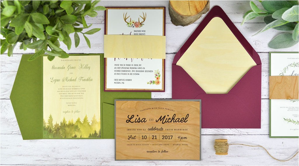 4 ways to diy rustic wedding invitations with wood paper