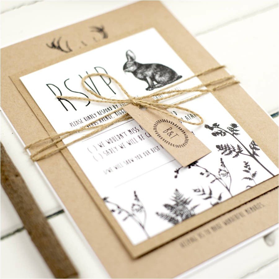 enchanted forest wedding invitation and stationery