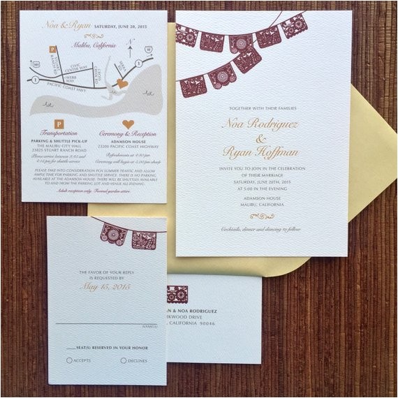 papel picado wedding invitation rsvp