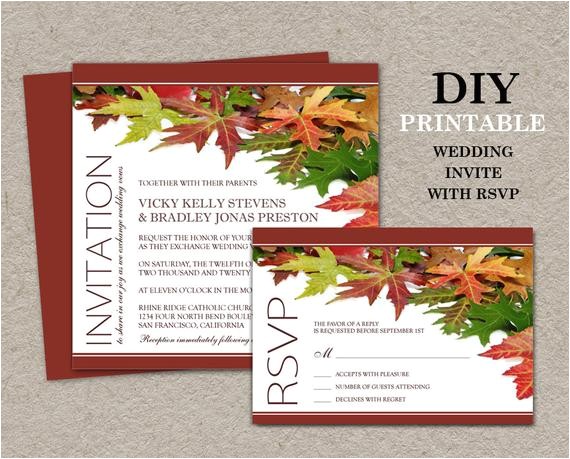 diy fall wedding invitations with rsvp
