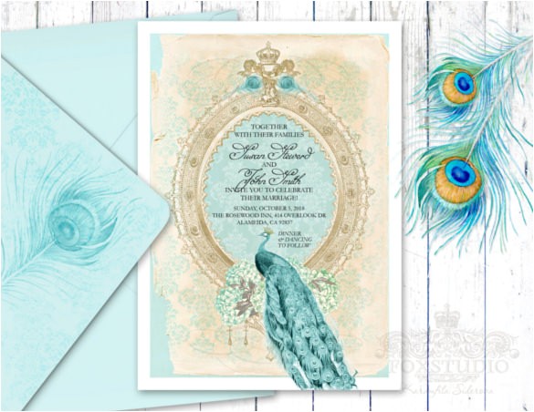 sample peacock wedding invitation