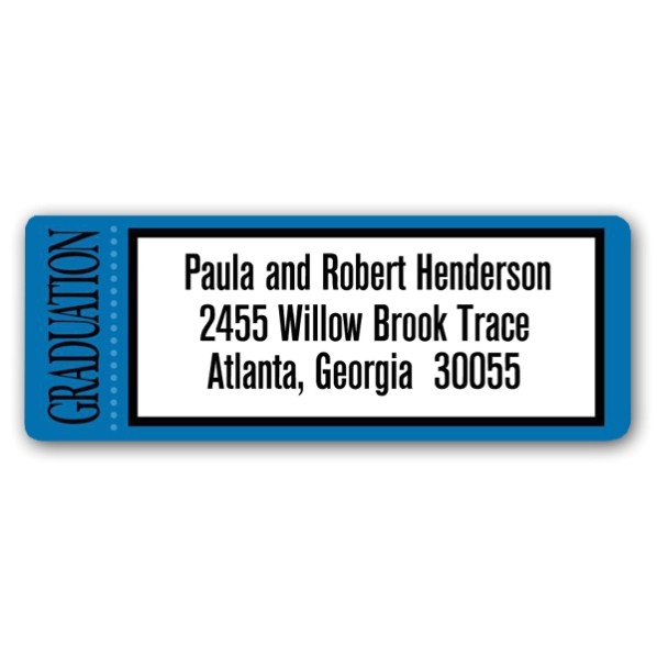 blue graduation return address labels p 624 rl 117