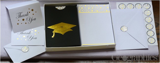 graduation cap deluxe invitation kit gold foil