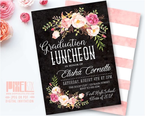 boho graduation luncheon invitation