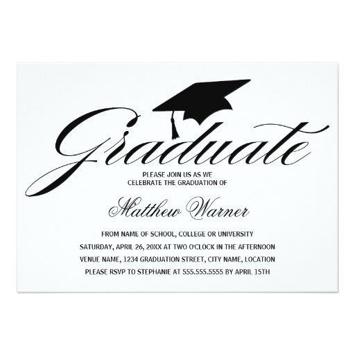 elegant graduation cap 5x7 paper invitation card 161972621676443703
