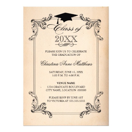 vintage paper look and ornament graduation invitation 161989314204672208