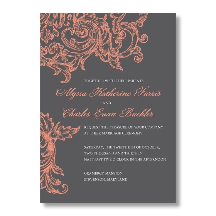 coral wedding invitations