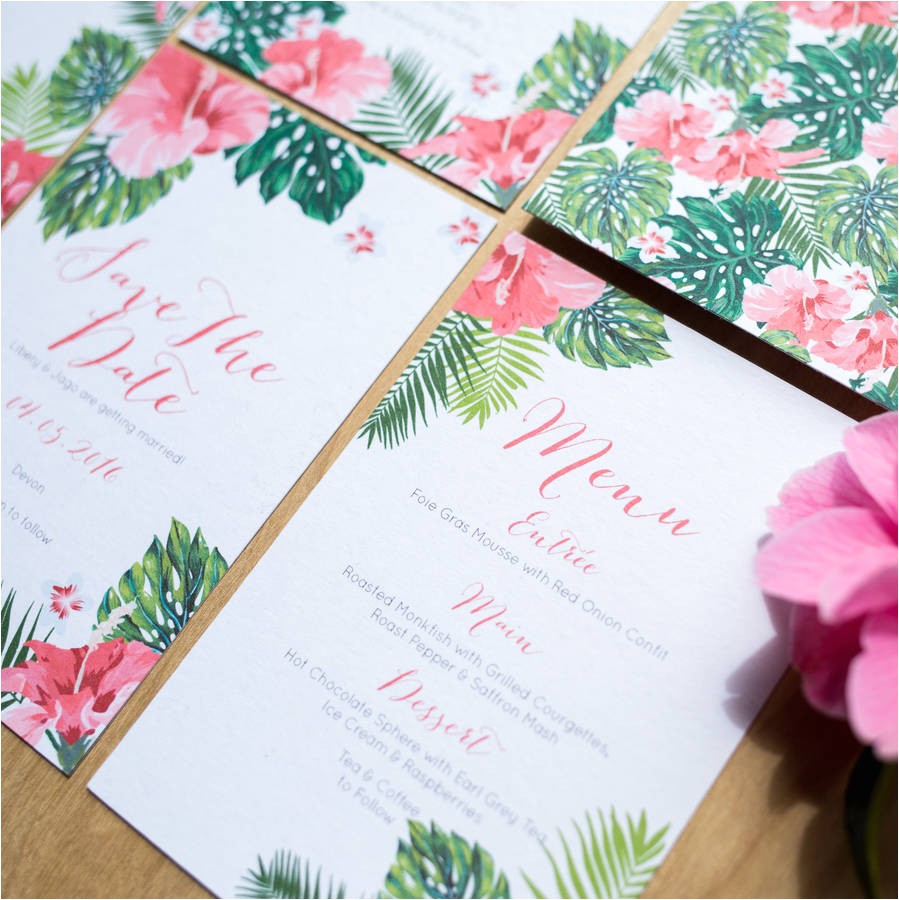tropical hawaiian wedding invitation
