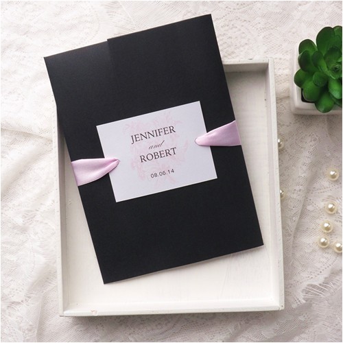 cheap pink flower simple black picket wedding invitation kits ewpi153
