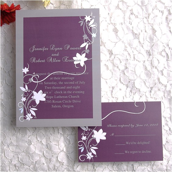 cheap rustic floral purple wedding invitations ewi001