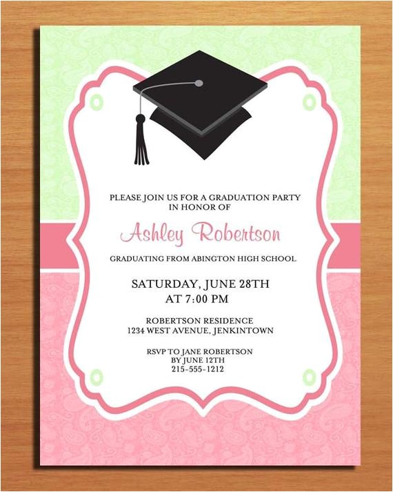 paisley graduation party invitation
