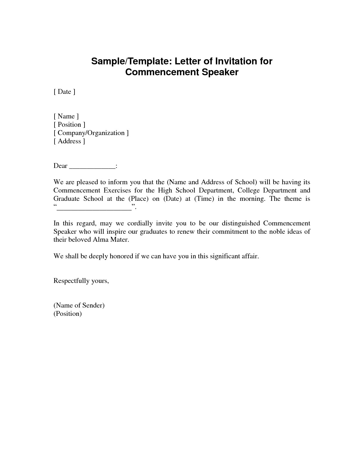 Invitation Letter for Guest Speaker In Graduation Best Photos Of Graduation Invitation Letter Sample