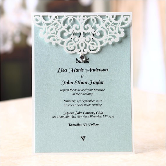 jeweled laser cut wedding invitation sample bh1660 new